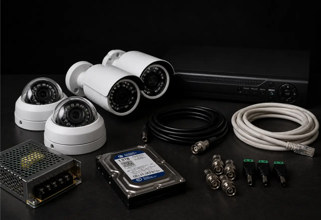 Técnico instalando cámaras de seguridad CCTV